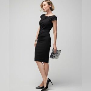 White House Black Market Cap Sleeve Draped Sheath Dress NWT